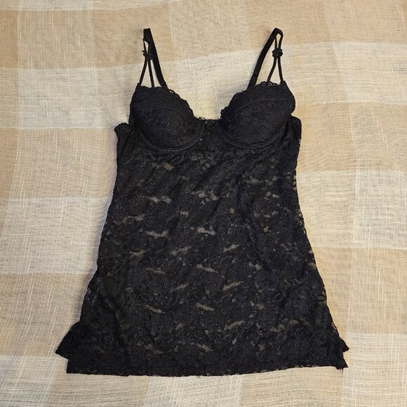 y2k Rampage Sheer Black Lace Bustier Tank Top - Picture 2 of 13